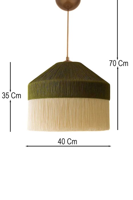 Opviq Lámpara de araña de Macramé Verde y Crema con Altura Ajustable Opviq Lámpara de araña de Macramé Verde y Crema con Altura Ajustable